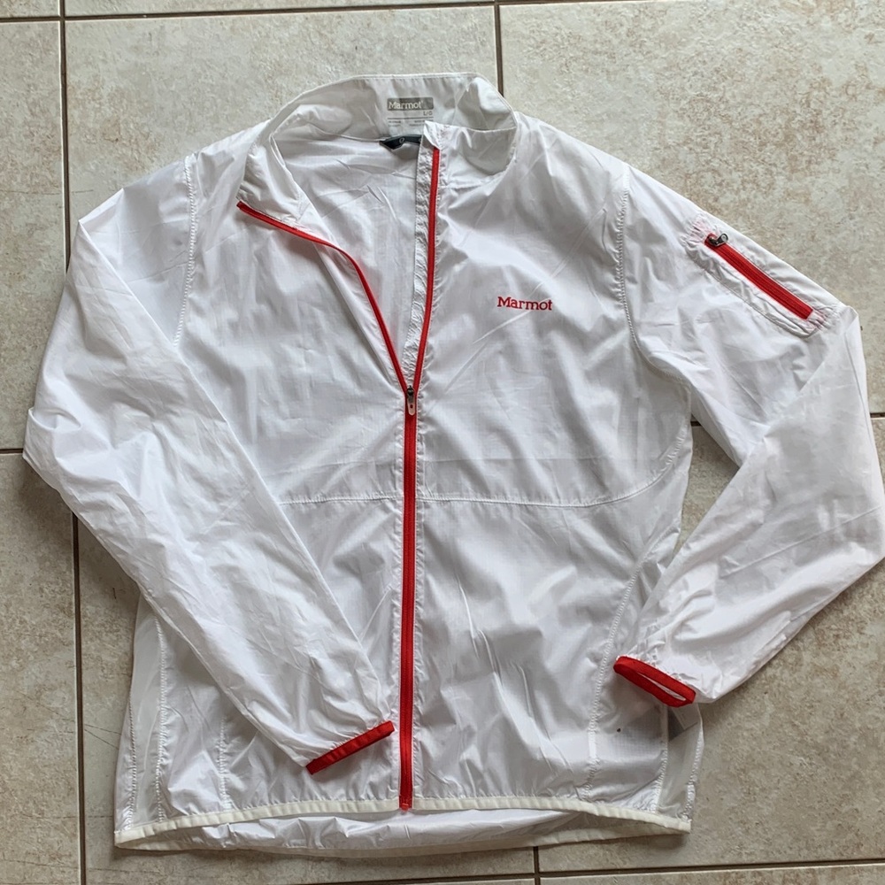 Marmot White Jacket with Red Trim